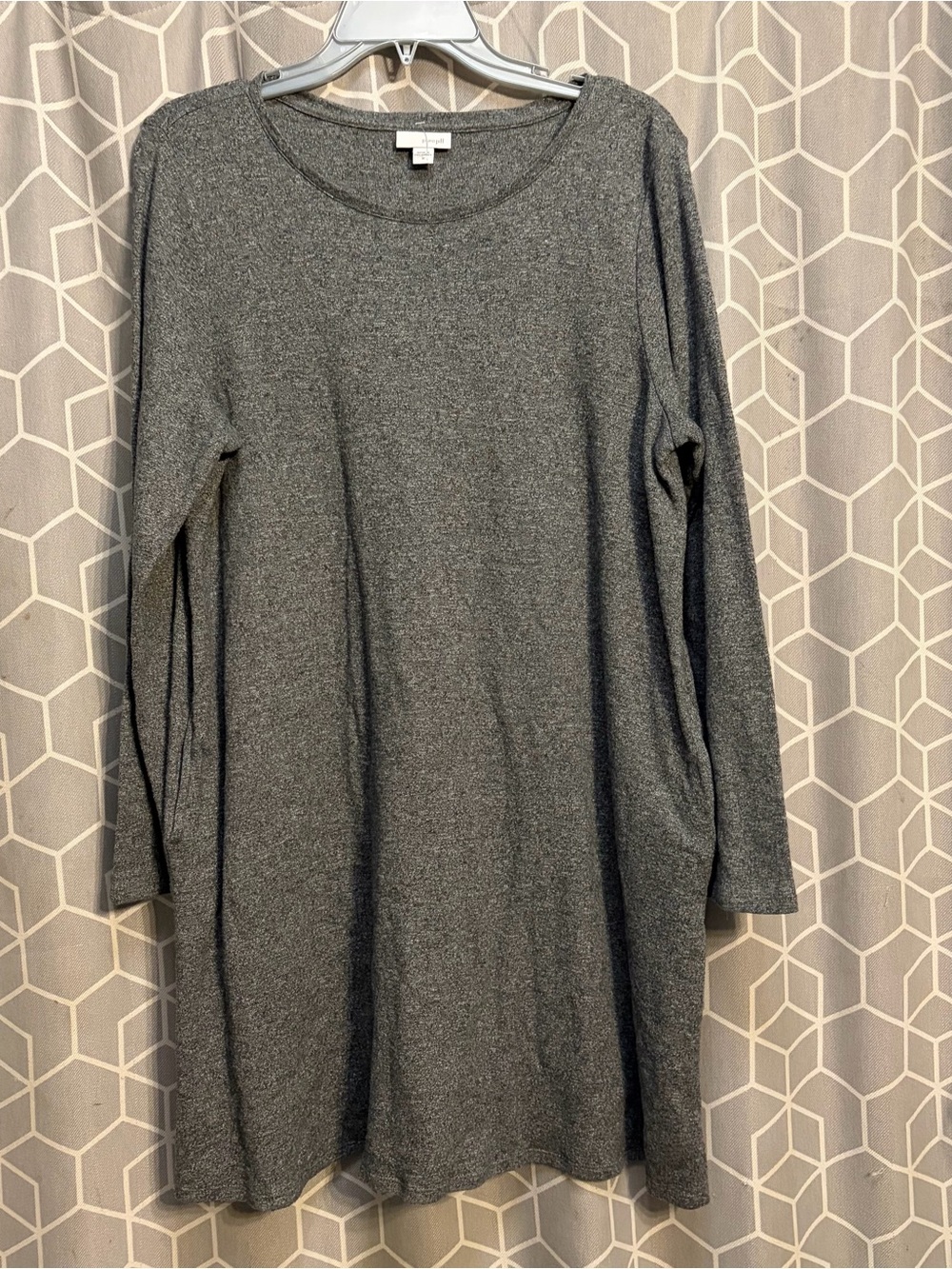 Women's Charcoal Gray Long Sleeve Swing Dress